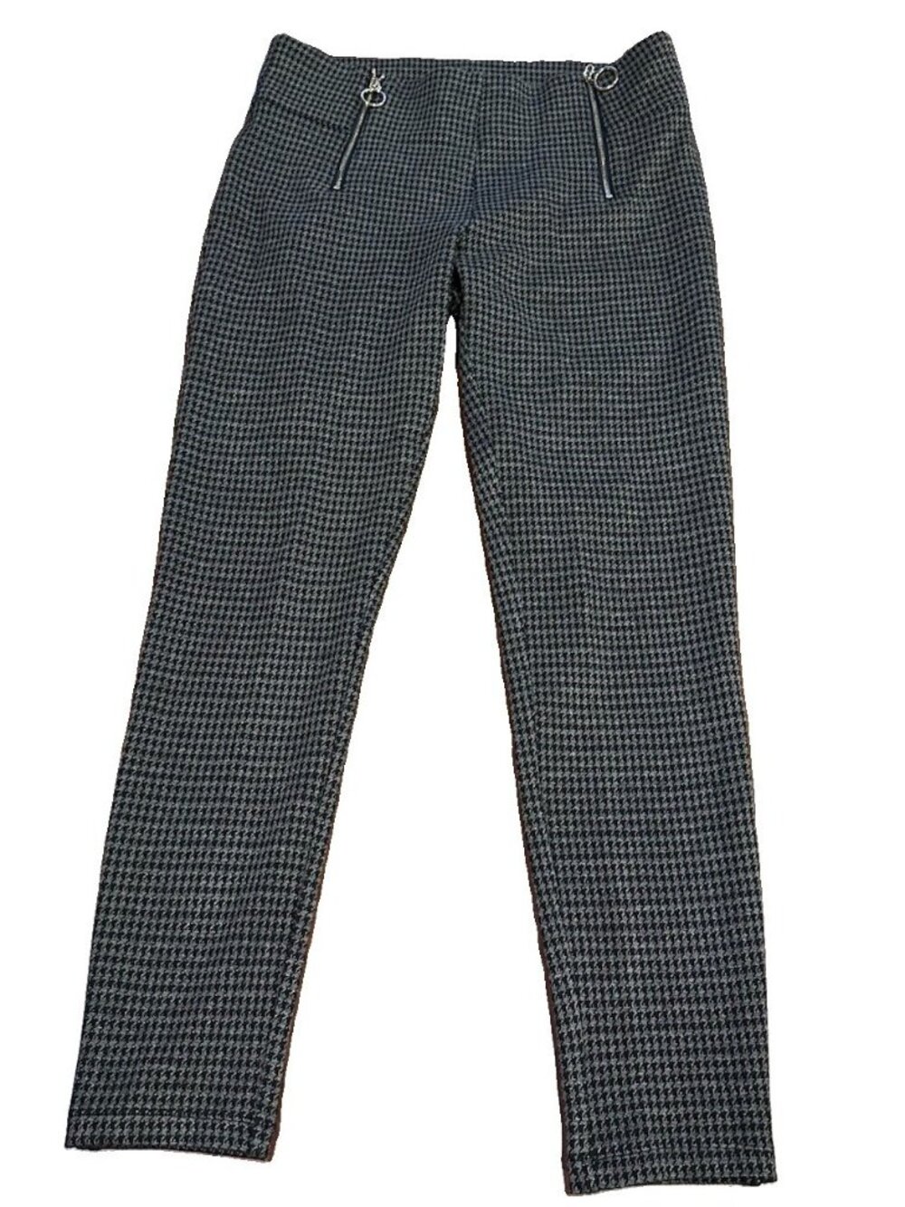 Ann Taylor Women's Size Med Ankle Houndstooth Pant Zipper Pocket Slim Leg Moto